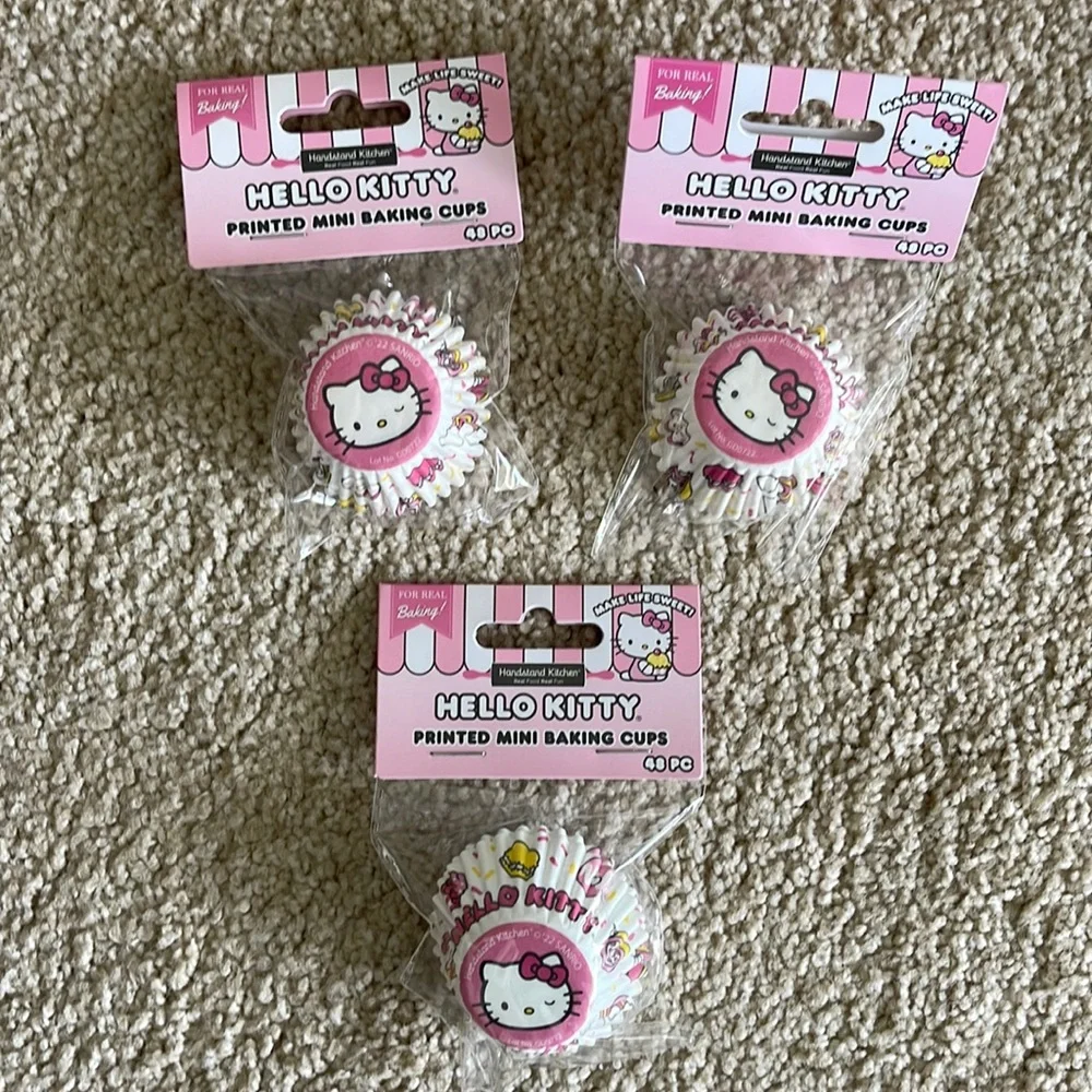 NIP Hello Kitty Baking Mini Paper Cupcake Muffin Candy Liners 3 Packages of 48